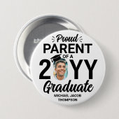 Graduate Foto Proud Parent Modern Black and White Button (Vorne & Hinten)