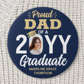 Graduate Foto Proud Vater Elegante Navy Blue & Gol Button