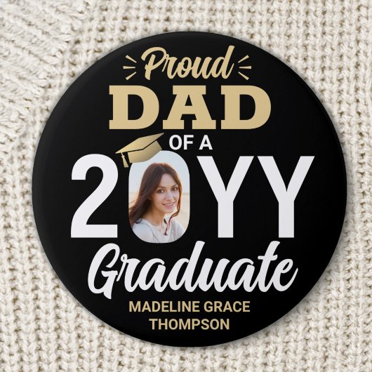 Graduate Foto Proud Vater Elegante Schwarz und Gol Button