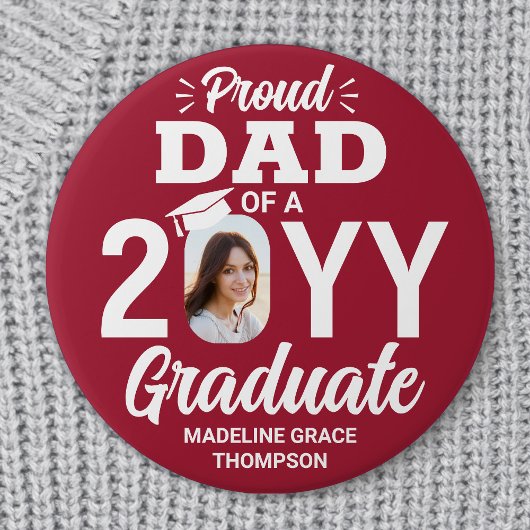 Graduate Foto Proud Vater Moderne Rot und Weiß Button