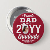 Graduate Foto Proud Vater Moderne Rot und Weiß Button (Vorne & Hinten)
