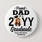 Graduate Foto Proud Vater Moderner Schwarz-Weiß-Mo Button (Vorderseite)
