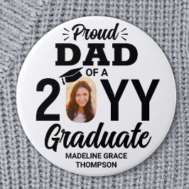 Graduate Foto Proud Vater Moderner Schwarz-Weiß-Mo Button
