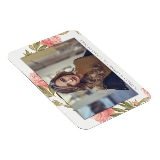 Graduate Foto | Romantische Aquarellfarben-Blume Magnet (Rechte Seite)