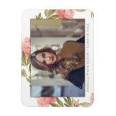 Graduate Foto | Romantische Aquarellfarben-Blume Magnet (Vertikal)