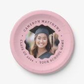 Graduate Foto rosa Abschluss Pappteller (Vorderseite)
