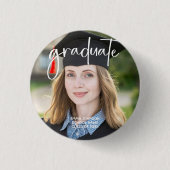 Graduate Foto Simple Modern Elegante Script Senior Button (Vorderseite)