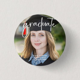 Graduate Foto Simple Modern Elegante Script Senior Button