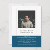 Graduate Foto Template Personalisiert blau Einladung (Vorderseite)