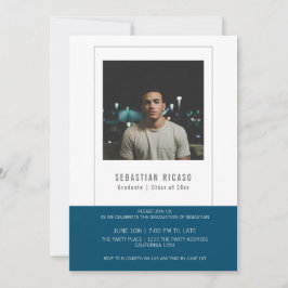 Graduate Foto Template Personalisiert blau Einladung