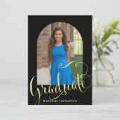 Graduate Foto Template Stilvoll Einfache Kalligrap Einladung (Stehend Vorderseite)