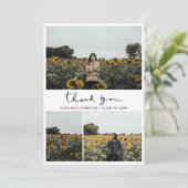 Graduate Foto Vielen Dank Handgeschriebenes Skript Dankeskarte (Stehend Vorderseite)