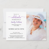 Graduate Foto Violet Muster Graduation Party Einladung (Vorderseite)