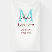 Graduate fügen Name monogram grün pink einfache Mi Banner (Vertikal)
