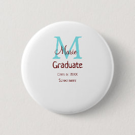 Graduate fügen Name monogram grün pink einfache Mi Button