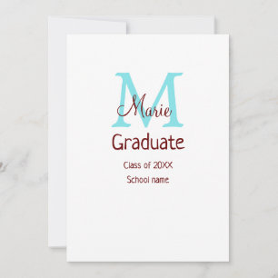 Graduate fügen Name monogram grün pink einfache Mi Einladung