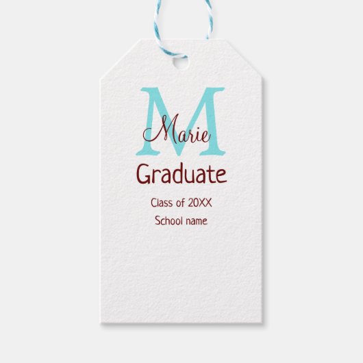 Graduate fügen Name monogram grün pink einfache Mi Geschenkanhänger (Vorderseite)