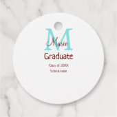 Graduate fügen Name monogram grün pink einfache Mi Geschenkanhänger (Rückseite)