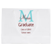Graduate fügen Name monogram grün pink einfache Mi Große Geschenktüte (Rückseite)