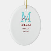 Graduate fügen Name monogram grün pink einfache Mi Keramik Ornament (Rechts)