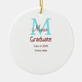 Graduate fügen Name monogram grün pink einfache Mi Keramik Ornament