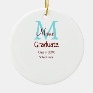 Graduate fügen Name monogram grün pink einfache Mi Keramik Ornament