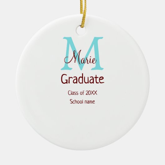 Graduate fügen Name monogram grün pink einfache Mi Keramik Ornament (Vorne)