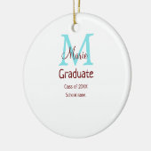 Graduate fügen Name monogram grün pink einfache Mi Keramik Ornament (Links)