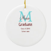 Graduate fügen Name monogram grün pink einfache Mi Keramik Ornament (Hinten)