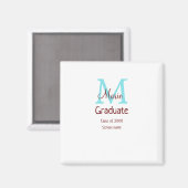 Graduate fügen Name monogram grün pink einfache Mi Magnet (Vorderseite/Rückseite)