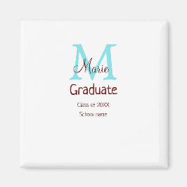 Graduate fügen Name monogram grün pink einfache Mi Magnet