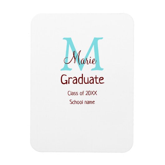 Graduate fügen Name monogram grün pink einfache Mi Magnet (Vertikal)