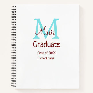Graduate fügen Name monogram grün pink einfache Mi Notizblock