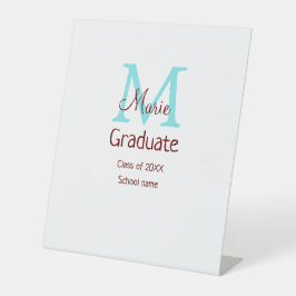 Graduate fügen Name monogram grün pink einfache Mi Sockelschild