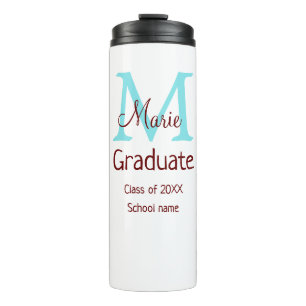 Graduate fügen Name monogram grün pink einfache Mi Thermosbecher