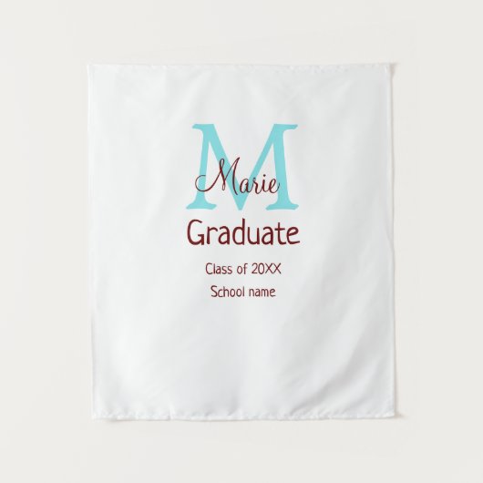 Graduate fügen Name monogram grün pink einfache Mi Wandteppich (Vorderseite)
