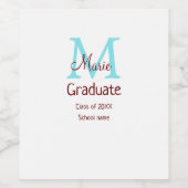 Graduate fügen Name monogram grün pink einfache Mi Weinetikett (Einzelnes Label)