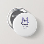 Graduate fügen Name Monogramm lila einfache minima Button (Vorne & Hinten)