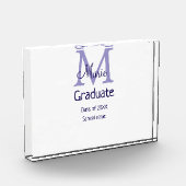 Graduate fügen Name Monogramm lila einfache minima Fotoblock (Links)