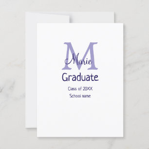 Graduate fügen Name Monogramm lila einfache minima Postkarte