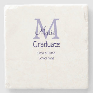 Graduate fügen Name Monogramm lila einfache minima Steinuntersetzer