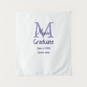 Graduate fügen Name Monogramm lila einfache minima Wandteppich
