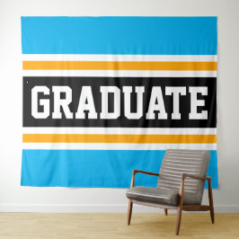 GRADUATE Fun Bright Sky Blau Gelbe Streifen Wandteppich