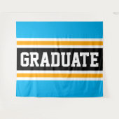 GRADUATE Fun Bright Sky Blau Gelbe Streifen Wandteppich (Vorderseite (Horizontal))