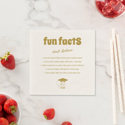 Graduate Fun Facts Class of Chic Gold Script Serviette (Beispiel)