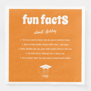 Graduate Fun Facts Class of Chic White Script Serviette