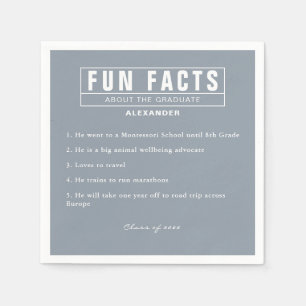 Graduate Fun Facts Light Blue Paper Serviette
