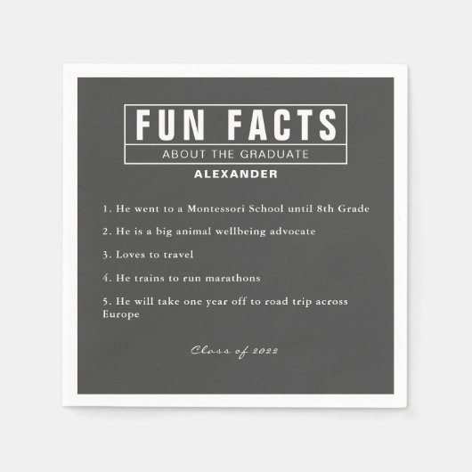 Graduate Fun Fakes Grau Kohlepapier Serviette (Vorderseite)