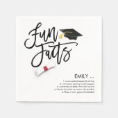 Graduate Fun Fakten Script Grad Cap Diploma Serviette (Vorderseite)