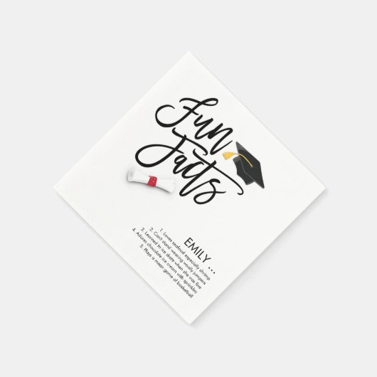 Graduate Fun Fakten Script Grad Cap Diploma Serviette (Ecke)